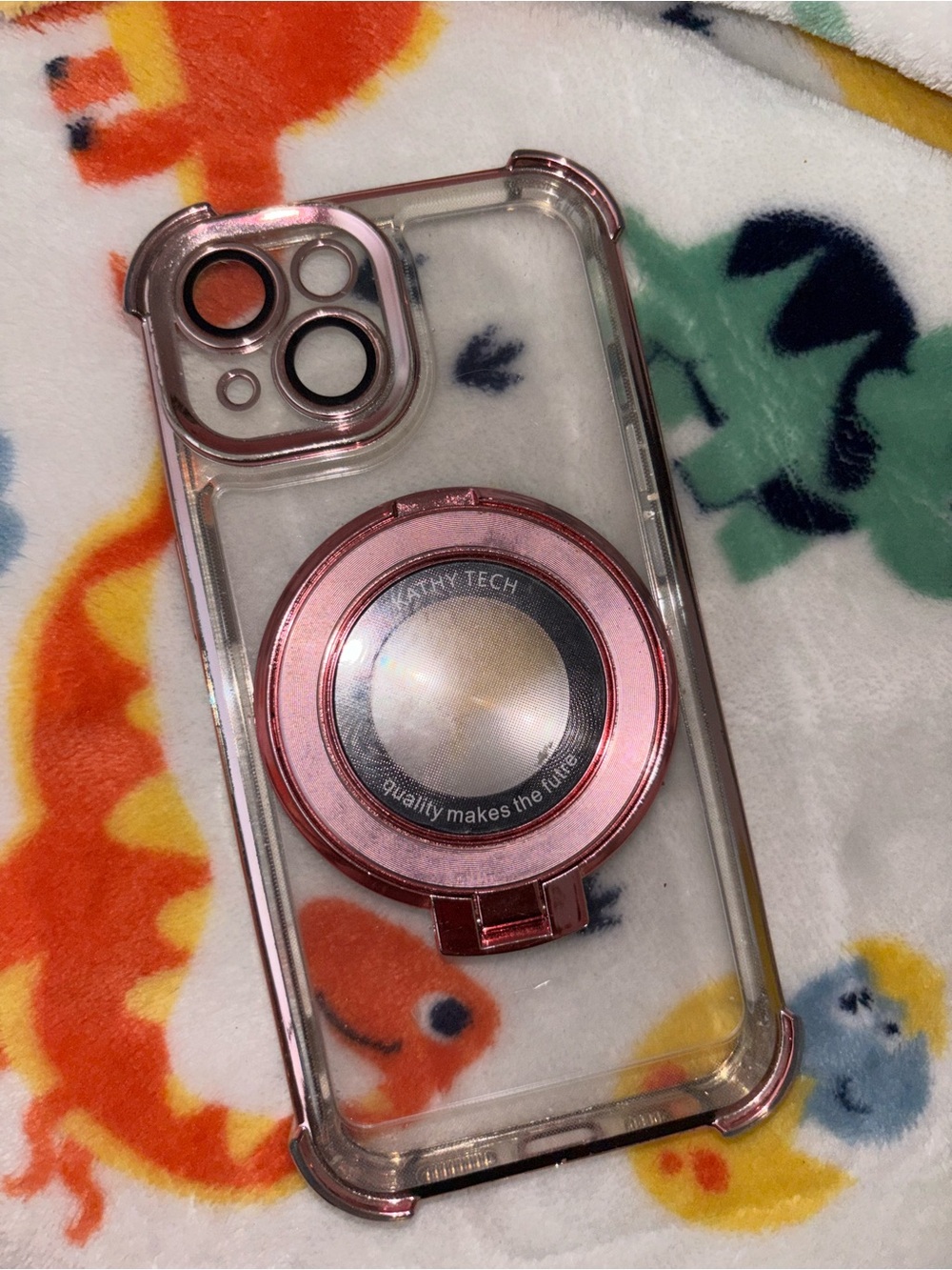 Clear Pink Magnetic Phone Case with Ring Stand
